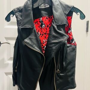 Women's Black Leather Vest